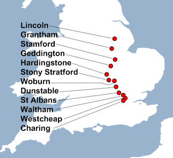 Route of Queen Eleanor's cortege