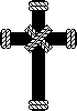Rope Cross, beams bound together with rope, and rope used to bind the victim to the cross.